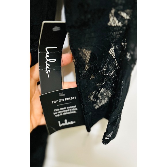 NWT Lulus Women's Black Lace Sheath Dress Cocktail Party Midi Elegant Size M‎ - Picture 4 of 5